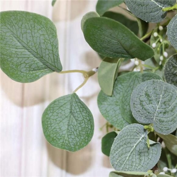 Artificial Eucalyptus Wreath -20" Fake Green Leaves Eucalyptus Wreath with Seeds - Picture 5 of 6